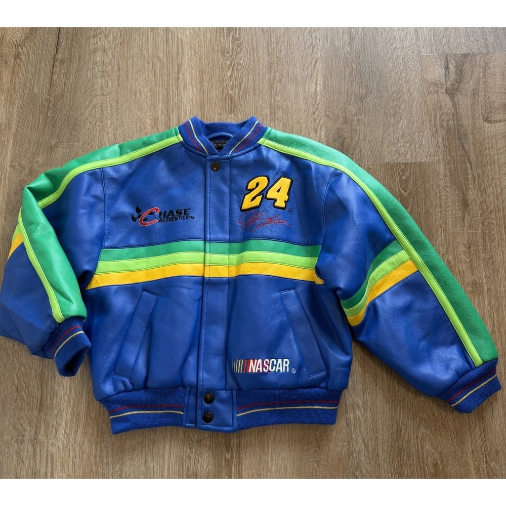 Vintage Jeff Gordon Chase Authentics Faux Leather Jacket Youth Sz 7 NASCAR